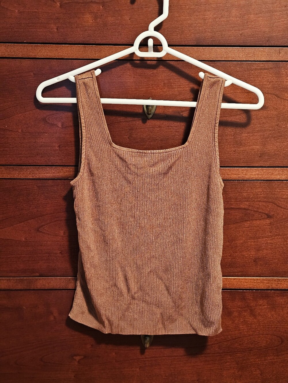 Madewell Ribbed Square-Neck Tank Top — Light Brown